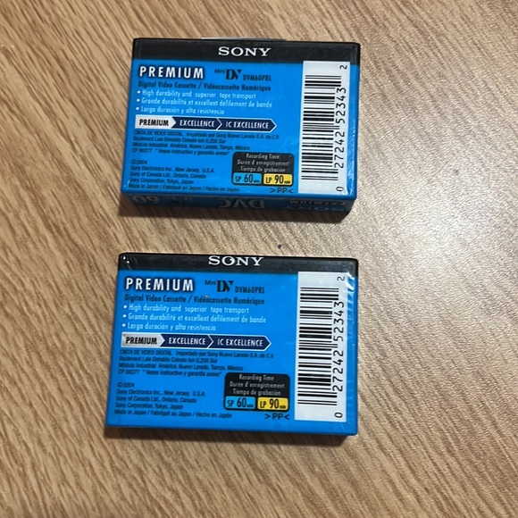 2- Sony DVC Digital Video Mini DV Premium Cassette Tape - 60 Minutes LP-90 NEW - Picture 2 of 3